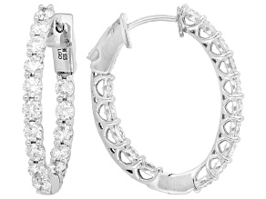 White Lab-Grown Diamond G-H VS Rhodium Over Sterling Silver Inside-Out Hoop Earrings 2.50ctw