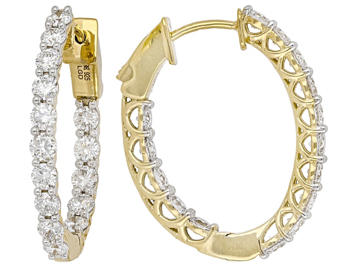 White Lab-Grown Diamond G-H VS 14K Yellow Gold Over Sterling Silver Inside-Out Hoop Earrings 2.50ctw