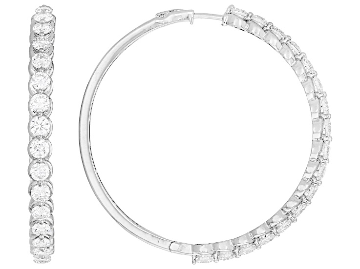 Round Lab-Grown Diamond Hoop Earrings Rhodium Over Sterling Silver 5.00ctw