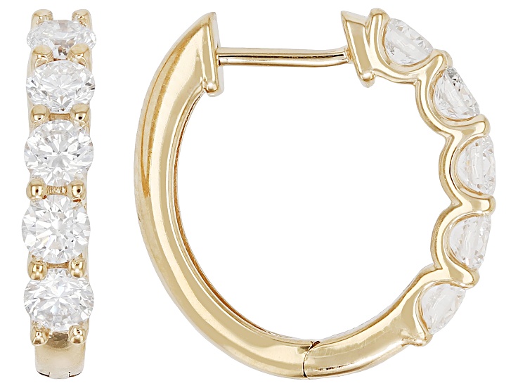 White Lab-Grown Diamond Hoop Earrings 14K Yellow Gold Over Sterling Silver 1.50ctw