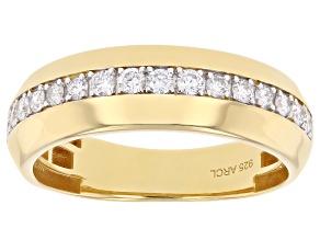 White Lab-Grown Diamond F-G SI 14K Yellow Gold Over Sterling Silver Mens Ring 0.50ctw