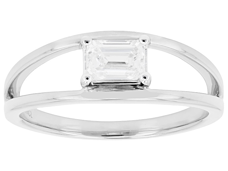 White Lab-Grown Diamond F-G SI Rhodium Over Sterling Silver Solitaire Ring 0.50ct