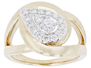 White Lab-Grown Diamond F-G SI 14K Yellow Gold Over Sterling Silver Cluster Ring 0.50ctw