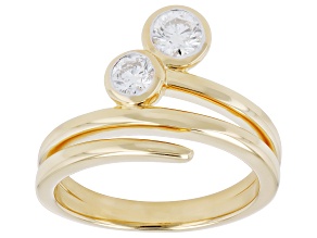 White Lab-Grown Diamond F-G SI 14K Yellow Gold Over Sterling Silver Bypass Ring 0.50ctw