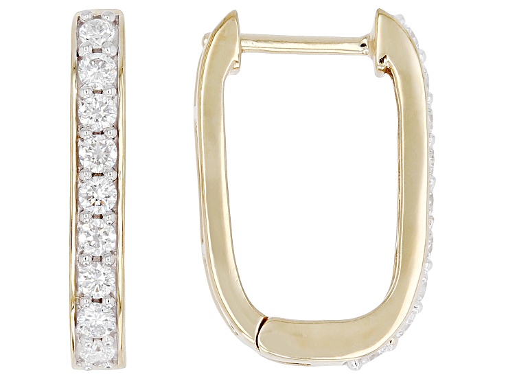 White Lab-Grown Diamond F-G SI 14K Yellow Gold Over Sterling Silver Hoop Earrings 0.50ctw