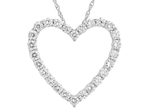 White Lab-Grown Diamond F-G SI Rhodium Over Sterling Silver Heart Pendant With Chain 1.00ctw