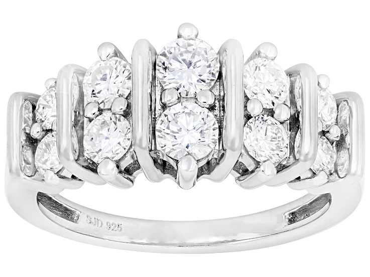 White Lab-Grown Diamond G-H SI Rhodium Over Sterling Silver Band Ring 1.00ctw