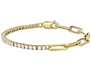 White Lab-Grown Diamond G-H SI 14K Yellow Gold Over Sterling Silver Tennis Bracelet 2.10ctw