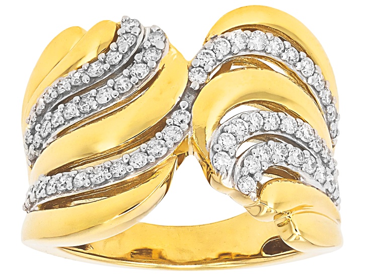 White Lab-Grown Diamond G-H SI 14K Yellow Gold Over Sterling Silver Band Ring 0.65ctw
