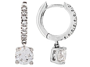 White Lab-Grown Diamond H SI2 10K White Gold Huggie Dangle Earrings 2.33ctw