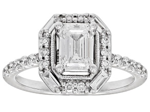 White Lab-Grown Diamond G-H SI1 14K White Gold Halo Ring 1.30ctw