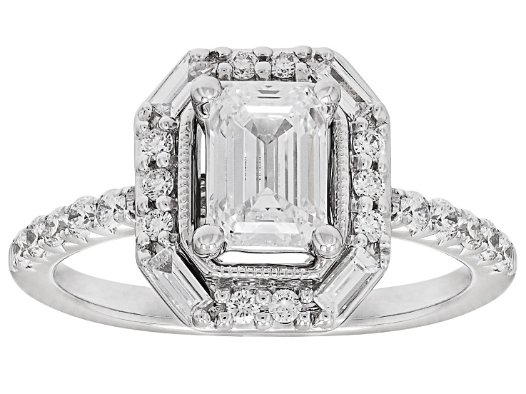 White Lab-Grown Diamond G-H SI1 14K White Gold Halo Ring 1.30ctw