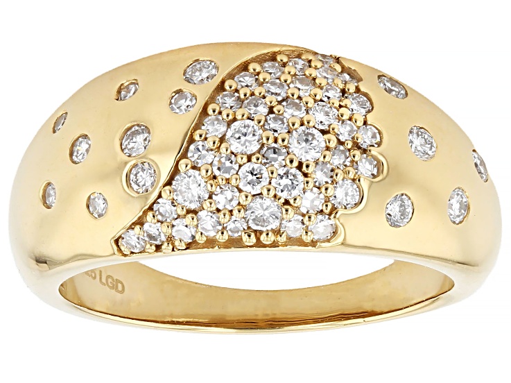 White Lab-Grown Diamond H SI1 14K Yellow Gold Over Sterling Silver Band Ring 0.50ctw