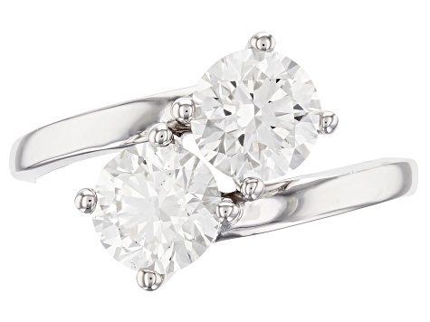 White Lab-Grown Diamond 14K White Gold 2-Stone Ring 2.00ctw