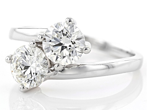 White Lab-Grown Diamond 14K White Gold 2-Stone Ring 2.00ctw