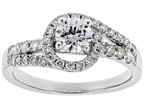 White Lab-Grown Diamond 14K White Gold Engagement Ring .90ctw