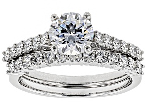 White Lab-Grown Diamond 14K White Gold Engagement Ring With Matching Band 1.63ctw