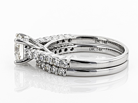 White Lab-Grown Diamond 14K White Gold Engagement Ring With Matching Band 1.63ctw