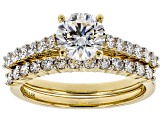 White Lab-Grown Diamond 14K Yellow Gold Engagement Ring With Matching Band