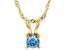 Blue Lab-Grown Diamond 14K Yellow Gold Pendant With 18" Singapore Chain 0.34ct