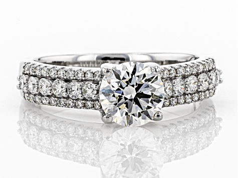 White Lab-Grown Diamond 14K White Gold Engagement Ring 1.50ctw