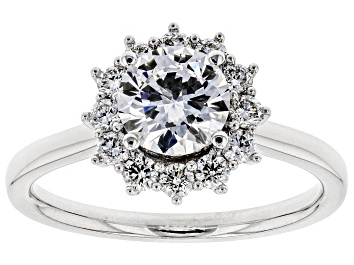 Picture of White Lab-Grown Diamond 14K White Gold Halo Engagement Ring 1.42ctw