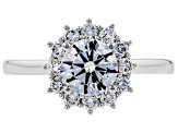 White Lab-Grown Diamond 14K White Gold Halo Engagement Ring 1.42ctw