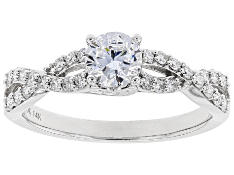 White Lab-Grown Diamond 14k White Gold Engagement Ring 0.80ctw