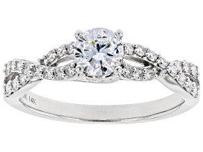 White Lab-Grown Diamond 14k White Gold Engagement Ring 0.80ctw