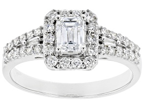 White Lab-Grown Diamond 14k White Gold Engagement Ring 0.94ctw