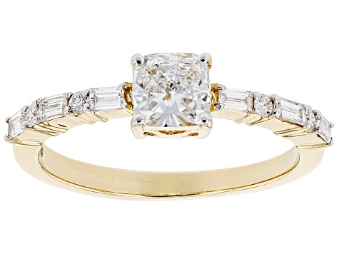 White Lab-Grown Diamond 14k Yellow Gold Engagement Ring 0.85ctw