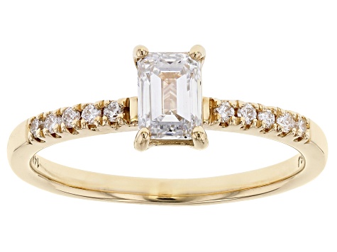 White Lab-Grown Diamond 14k Yellow Gold Engagement Ring 0.70ctw