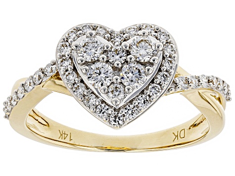 White Lab Grown Diamond 14k Yellow Gold Heart Ring 59ctw Lgd097 Jtv Com