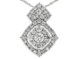White Lab-Grown Diamond 14K White Gold Cluster Pendant With An 18" Singapore Chain 0.72ctw