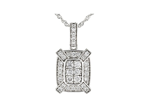 White Lab-Grown Diamond 14K White Gold Cluster Pendant With Chain 0.47ctw