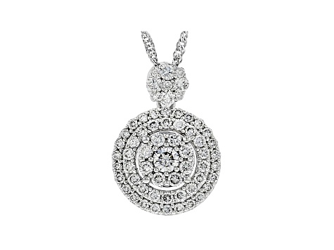 White Lab-Grown Diamond 14K White Gold Cluster Pendant With 18 ...