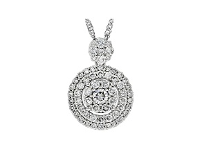 White Lab-Grown Diamond 14K White Gold Cluster Pendant With 18" Singapore Chain 0.65ctw