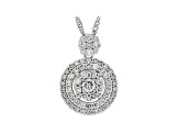White Lab-Grown Diamond 14K White Gold Cluster Pendant With 18" Singapore Chain 0.65ctw