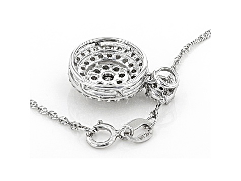 White Lab-Grown Diamond 14K White Gold Cluster Pendant With 18" Singapore Chain 0.65ctw
