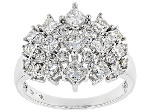 White Lab-Grown Diamond 14K White Gold Cluster Ring 1.85ctw