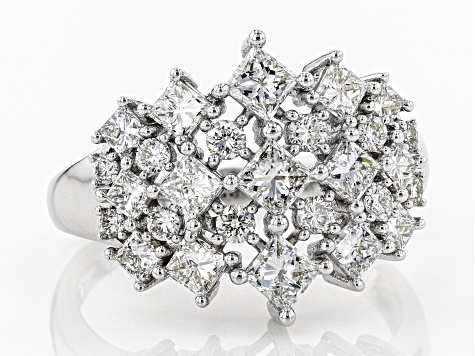 White Lab-Grown Diamond 14K White Gold Cluster Ring 1.85ctw