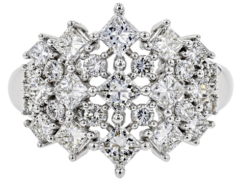 White Lab-Grown Diamond 14K White Gold Cluster Ring 1.85ctw