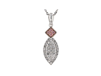 Picture of Pink And White Lab-Grown Diamond 14K White Gold Pendant W/ 18" Singapore Chain 0.53ctw