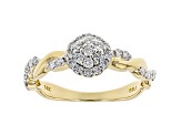 White Lab-Grown Diamond 14K Yellow Gold Cluster Ring 0.43ctw