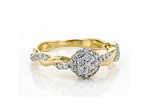 White Lab-Grown Diamond 14K Yellow Gold Cluster Ring 0.43ctw