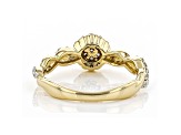 White Lab-Grown Diamond 14K Yellow Gold Cluster Ring 0.43ctw