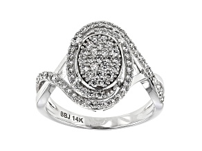 White Lab-Grown Diamond 14K White Gold Cluster Ring 0.70ctw