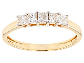 White Lab-Grown Diamond 14k Yellow Gold Band Ring 0.59ctw