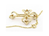 White Lab-Grown Diamond 14k Yellow Gold Cross Pendant With 18" Rope Chain 0.35ctw