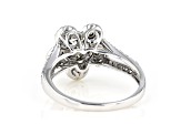 White And Champagne Lab-Grown Diamond 14k White Gold Flower Cluster Ring 0.85ctw